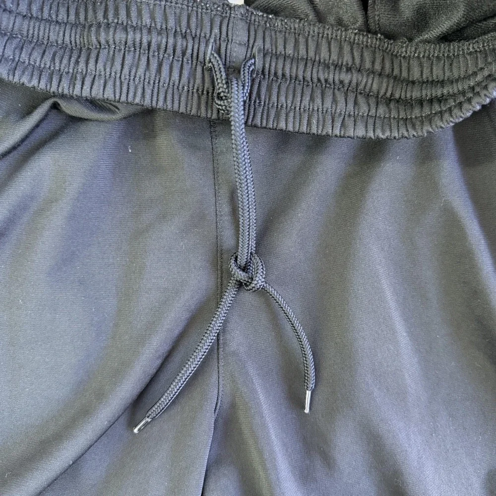 Adidas Track Pants Mens Large Black Knit Elastic Waist Side Stripe Soccer Gym